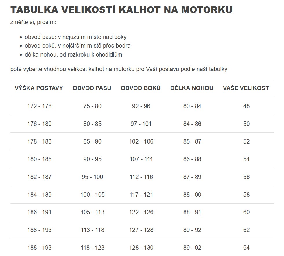 MBW kalhoty moto